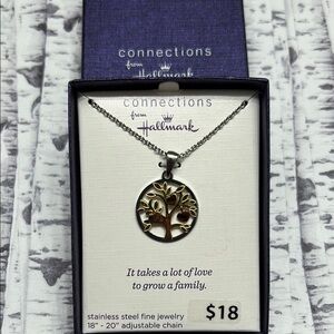 Hallmark stainless steel silver and gold Tree Pendant Necklace